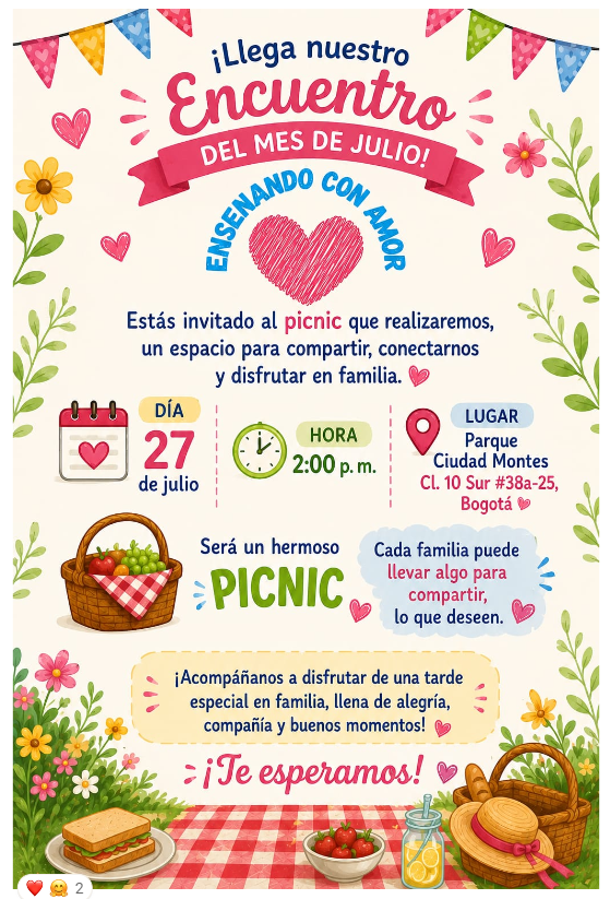 Invitación al picnic de julio de Enseñando con Amor