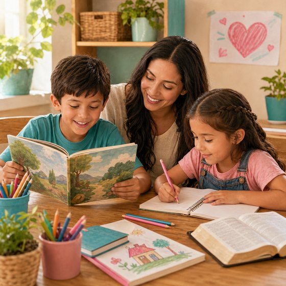 Niños leyendo y escribiendo durante clase de lenguaje
